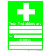 Your First Aider Sign C/W 2 Name & 2 Location Boxes